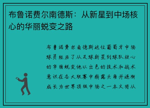 布鲁诺费尔南德斯：从新星到中场核心的华丽蜕变之路